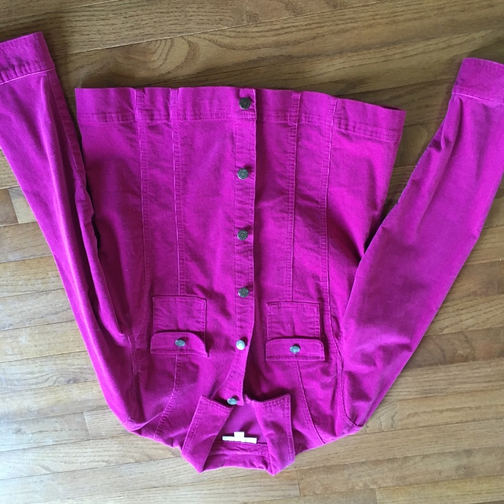 Corduroy fushia jacket.